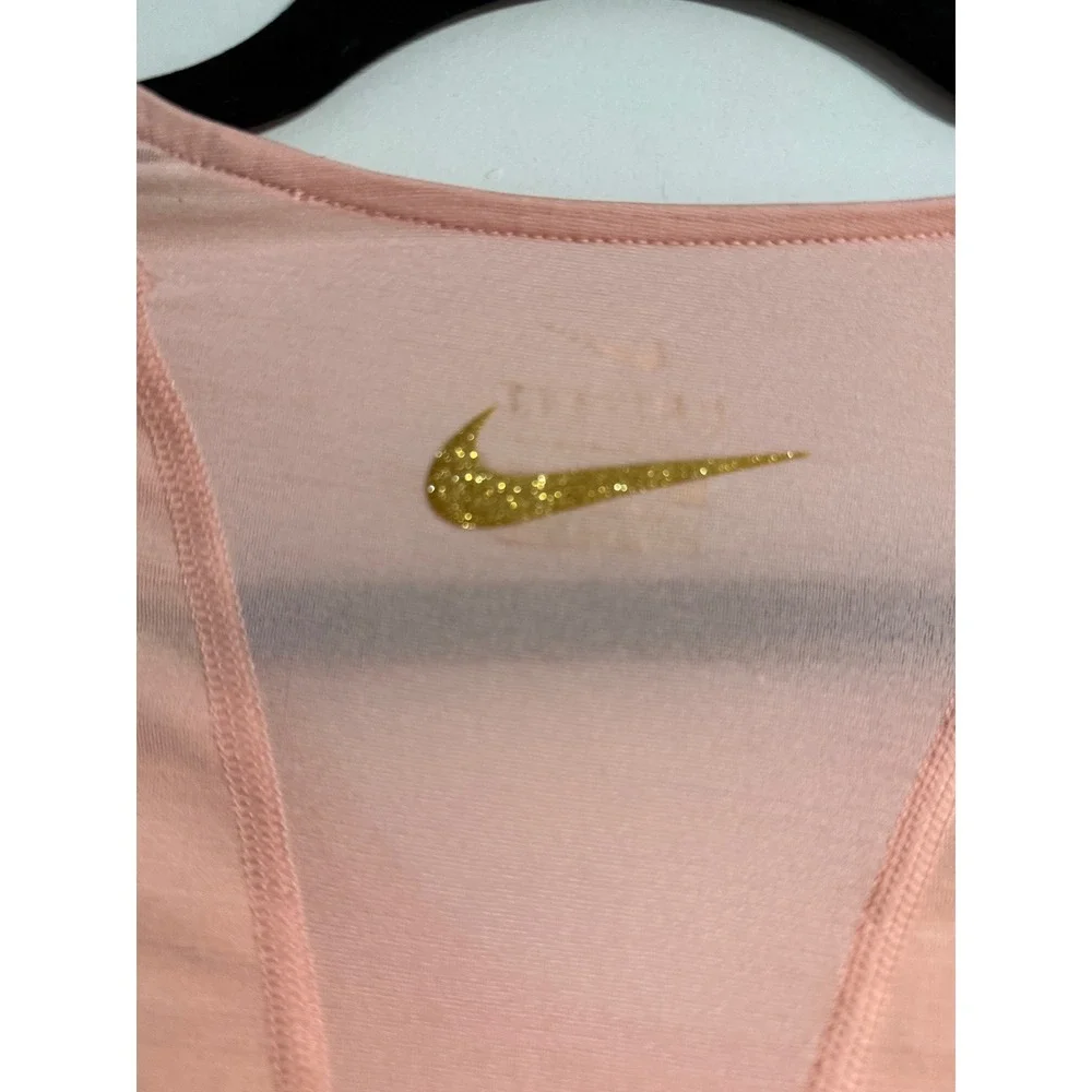 Nike Dri-FIT Training Shirt Small Peach Gold Glitter Athleisure Sparkly Sporty